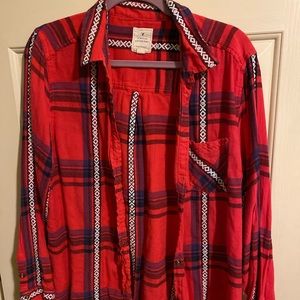 American Eagle Vintage Boyfriend Plaid Shirt